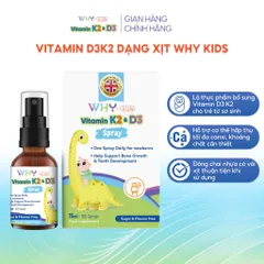 Xịt Vitamin D3K2 cho bé - Tăng cường hấp thu Canxi, hỗ trợ phát triển chiều cao 15ml, dễ sử dụng, bổ sung dinh dưỡng thiết yếu.