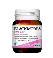 Viên uống bổ sung axit folic Blackmores Folate 500mcg 90 viên - Hỗ trợ sức khỏe sinh sản cho phụ nữ mang thai - Sản phẩm từ Úc
