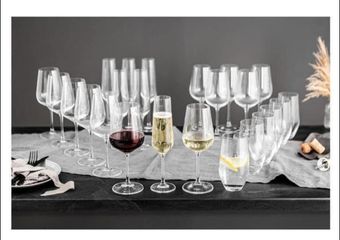 Bộ ly cốc pha lê Bohemia 24 chiếc - Set cao cấp cho rượu vang, sâm panh, cốc uống nước - Sang trọng, bền, an toàn cho máy rửa chén