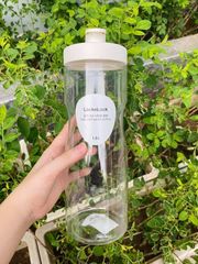Bình Đựng Nước LocknLock Easy Grip HAP814 1.5L - Chịu Nhiệt Tới 60 Độ, Nhựa PET An Toàn, Dùng Tủ Lạnh, Màu Trắng Xám