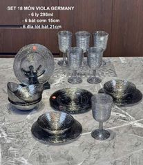 Bộ 18 Món Bát Đĩa Ly Thủy Tinh Viola Sang Trọng - Chất Liệu Cao Cấp, Dành Cho Tiệc Tùng và Bữa Ăn Gia Đình ấm Cúng