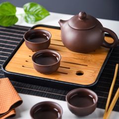 Bộ Ấm Chén Du Lịch Tử Sa 12 Món - Chén, Ấm và Túi Xách Tiện Dụng Cho Thưởng Trà Trong Chuyến Đi Hành Trình