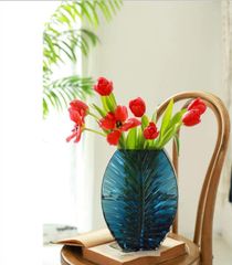 Lọ Hoa Thủy Tinh Bắc Âu Màu Xanh Biển - Bình Cắm Hoa Hiện Đại Trang Trí Phòng Khách, Quà Tặng Sang Trọng