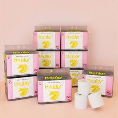 Giấy Vệ Sinh Cuộn Cao Cấp HANKY 4 Lớp Không Chất Tẩy Trắng, Siêu Dai, Tiết Kiệm, An Toàn Cho Sức Khỏe - Gói 6 Cuộn