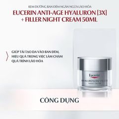 Kem Dưỡng Đêm Eucerin Hyaluron[3x]+ Filler 50ml - Giảm Nếp Nhăn, Dưỡng Ẩm Sâu Cho Làn Da Tươi Trẻ, Mịn Màng