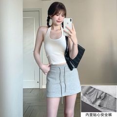 Váy Ngắn Ôm Dáng Chữ A Cạp Rút Dây Chất Nỉ Cao Cấp HOOKA - Thời Trang Sành Điệu Màu Xám cho Ngày Hàng Ngày