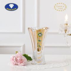 Lọ Hoa Pha Lê Mạ Vàng Bohemia Crystal Cao 25cm - Trang Trí Sang Trọng, Hoa Văn Tinh Xảo, Thủ Công Nhập Khẩu CH Séc