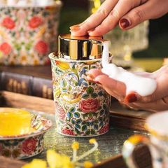 Bình Bơm Xà Phòng Magrace Paris - Thiết Kế Hiện Đại Họa Tiết Hoa Nhiệt Đới, Sứ Cao Cấp Sang Trọng Cho Phòng Tắm