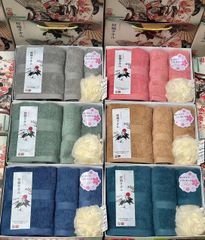 Combo Khăn Tắm Cao Cấp Nezumi Nhật Bản - Bộ Khăn Mặt & Khăn Lau Đầu Cotton êm ái, Chống Nhờn, Không Phai Màu, Thư Giãn Tại Nhà