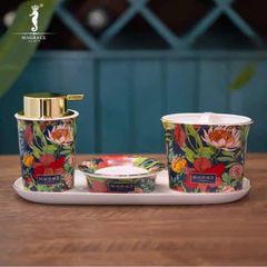 Set Dụng Cụ Nhà Tắm 4 Món Magrace Paris - Bộ Phụ Kiện Sứ Cao Cấp Đẹp Sang Trọng, Thủ Công Mỹ Nghệ