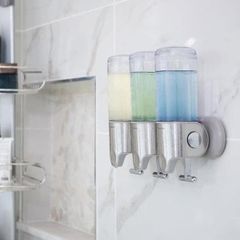 Bộ 3 Bình Đựng Dầu Gội, Sữa Tắm Treo Tường Simplehuman Triple Wall Mount Shower Pump - Giữ Gọn Gàng Nhà Tắm, Thiết Kế Tiện Lợi, Chất Liệu Bền Chắc