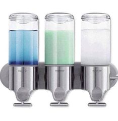 Bộ 3 Bình Đựng Dầu Gội, Sữa Tắm Treo Tường Simplehuman Triple Wall Mount Shower Pump - Giữ Gọn Gàng Nhà Tắm, Thiết Kế Tiện Lợi, Chất Liệu Bền Chắc