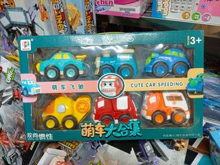Bộ đồ chơi 6 xe ô tô hoạt hình Poli Robocar chạy bằng đà BJ669