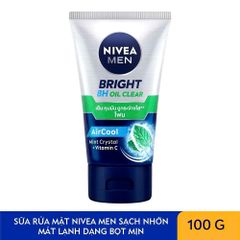 Sữa Rửa Mặt Nivea Men Bright Oil Clear 100g - Bọt Mịn Kiểm Soát Nhờn, Sạch Sâu Cho Da Nhạy Cảm, Dưỡng Sáng Hiệu Quả