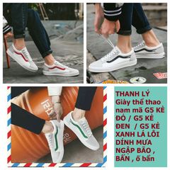 Giày thể thao nam G5 KẺ ĐỎ/KẺ ĐEN/KẺ XANH - Giày bị ố do dính nước, dễ giặt sạch, phù hợp cho thể dục, đi công trường, giá rẻ