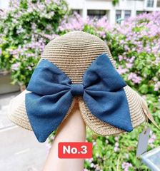 Mũ Cói Chống Nắng - Chống Tia UV UPF 50+ Thời Trang Mix Nơ, Gấp Gọn Tiện Dụng Cho Mùa Hè