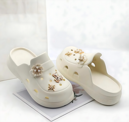 Sục Crocs Nữ Độn Đế 5cm, Giày Cross Mũi Tròn Chống Trơn, Siêu Nhẹ, Không Thấm Nước, Thời Trang, Tăng Chiều Cao