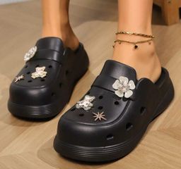 Dép Crocs Nữ Độn Đế 5cm,Chống Trơn Không Thấm Nước,Giày Cross Siêu Nhẹ