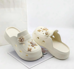 Dép Crocs Nữ Độn Đế 5cm,Chống Trơn Không Thấm Nước,Giày Cross Siêu Nhẹ