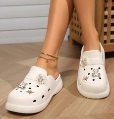 Dép Crocs Nữ Độn Đế 5cm,Chống Trơn Không Thấm Nước,Giày Cross Siêu Nhẹ