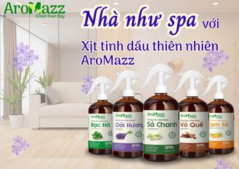 Xịt Khử Mùi Ô Tô AroMazz - Tinh Dầu Thiên Nhiên, Xua Đuổi Côn Trùng, Hương Thơm Tươi Mát, 300ml