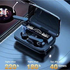 Tai Nghe Bluetooth M19 Pro Nhét Tai Không Dây Chống Nước IPX7, Âm Thanh Bass Mạnh, Sạc Ngược, Cảm Ứng, Thời Gian Sử Dụng 6 Giờ