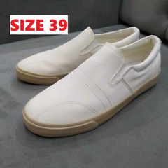 Giầy Lười Nam HUANY Vải Trắng SLIP-ON Thời Trang - Phong Cách Năng Động Cho Nam và Nữ, Đủ Size 38-43