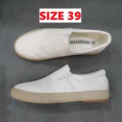 Giầy Lười Nam HUANY Vải Trắng SLIP-ON Thời Trang - Phong Cách Năng Động Cho Nam và Nữ, Đủ Size 38-43