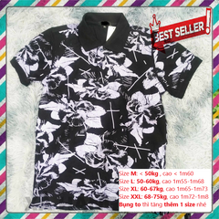 Áo Polo Nam Đen Họa Tiết Hoa - Vải Cotton Cá Sấu Thấm Hút Mồ Hôi, Thoáng Mát, Thời Trang Nam Thanh Lịch