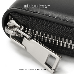 Ví Zip Clutch Cầm Tay Unisex MINI-MO da bò BOX Bóng Bẩy, Sang Trọng