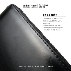 Ví Zip Clutch Cầm Tay Unisex MINI-MO da bò BOX Bóng Bẩy, Sang Trọng
