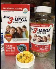 Viên uống tinh dầu cá hồi New 3 Mega EPA DHA 1000mg (hộp 300 viên) - Hỗ trợ sức khỏe tim mạch, trí não và thị lực
