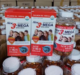 Viên uống tinh dầu cá hồi New 3 Mega EPA DHA 1000mg (hộp 300 viên) - Hỗ trợ sức khỏe tim mạch, trí não và thị lực