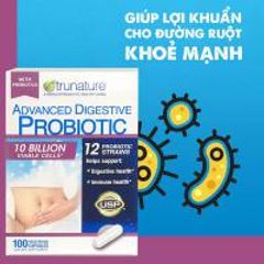 Viên uống hỗ trợ tiêu hóa Probiotic Trunature 100 viên - Men vi sinh tự nhiên cải thiện hệ tiêu hóa và sức khỏe đường ruột, hàng Mỹ