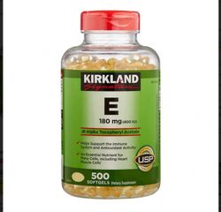 Viên Vitamin E Kirkland 400 IU - Hỗ Trợ Sức Khỏe, 500 Viên Mỹ, Tăng Cường Miễn Dịch, Cải Thiện Da, Bảo Vệ Tế Bào Chống Oxi Hóa