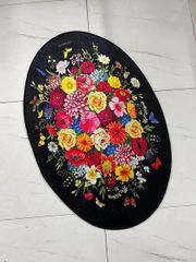 Thảm Hoa Trang Sàn Magrace Paris - Chất Liệu Bùn Tảo, In Thêu Thủ Công, Đế Chống Thấm Nước, Kích Thước 90x60cm