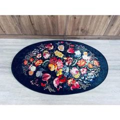 Thảm Hoa Trang Sàn Magrace Paris - Chất Liệu Bùn Tảo, In Thêu Thủ Công, Đế Chống Thấm Nước, Kích Thước 90x60cm