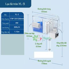 Bộ Lọc Thác Jeneca YL1, YL3, YL5 cho Bể Thủy Tinh Tròn - Máy Lọc Nước 3 trong 1, Thích Hợp Hồ Cá Mini