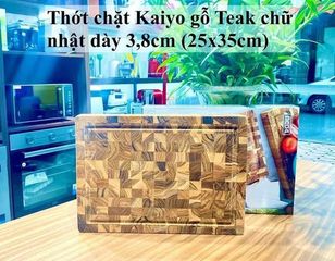 Thớt Chặt Gỗ Teak Kaiyo Nhật Bản - Thiết Kế Sang Trọng, Chống Nứt, Bền Bỉ, Dễ Vệ Sinh (35 x 25 x 3.8cm)
