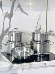 Bộ Nồi Fissler Profi Original Cao Cấp 5 Món Inox (4 Nồi + 1 Chảo) - Chất Lượng Đức, Thiết Kế Đẹp, An Toàn Cho Sức Khỏe