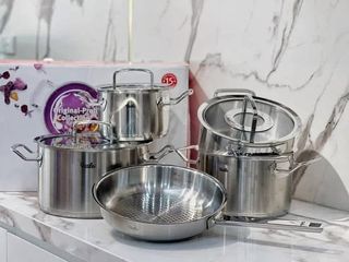 Bộ Nồi Fissler Profi Original Cao Cấp 5 Món Inox (4 Nồi + 1 Chảo) - Chất Lượng Đức, Thiết Kế Đẹp, An Toàn Cho Sức Khỏe