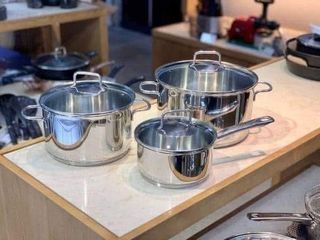 Bộ Nồi Inox WMF Astoria 3 Món - Chất Liệu Thép Không Gỉ Cromargan, Phù Hợp Với Mọi Loại Bếp, Bảo Hành 12 Tháng