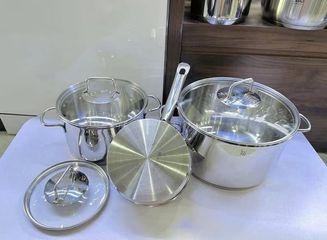Bộ Nồi Inox WMF Astoria 3 Món - Chất Liệu Thép Không Gỉ Cromargan, Phù Hợp Với Mọi Loại Bếp, Bảo Hành 12 Tháng
