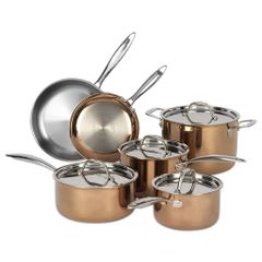 Bộ nồi inox Ciwete 6 món cao cấp màu đồng SS1503-10PC - Bộ đồ bếp an toàn, sang trọng cho gia đình