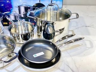 Bộ nồi inox Ciwete 6 món - 2 chảo chống dính, 1 quánh, 2 nồi chất liệu inox 304 an toàn sức khỏe, thích hợp mọi loại bếp