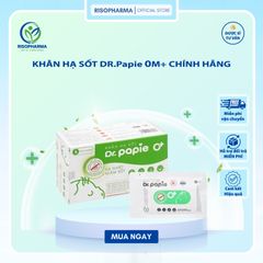 Khăn Lau Hạ Sốt DR.Papie 0M+ - Hạ Nhiệt Giảm Sốt An Toàn Cho Bé, Hộp 5 Gói X 5 Khăn, Ngăn Ngừa Co Giật, Chính Hãng