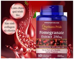 Viên uống tinh chất Lựu đỏ Pomegranate Extract 250mg - Trắng da, chống nắng, giảm nám, hàng nhập Mỹ, 60 viên