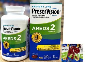 Viên uống bổ mắt PreserVision Areds 2 cho người lớn tuổi - Cải thiện thị lực, ngừa thoái hóa điểm vàng, 210 viên Bausch & Lomb Mỹ