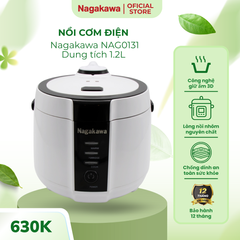 Nồi Cơm Điện Đa Năng Nagakawa NAG0131 1.2L 500W - Nấu Cơm, Cháo, Giữ Ấm, Thiết Kế Sang Trọng, Bảo Hành 12 Tháng
