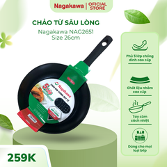Chảo Chống Dính Kim Cương 26cm Nagakawa NAG2651 - Chảo Sâu Lòng Đáy Từ Phù Hợp Mọi Loại Bếp, Chất Liệu Nhôm Cao Cấp